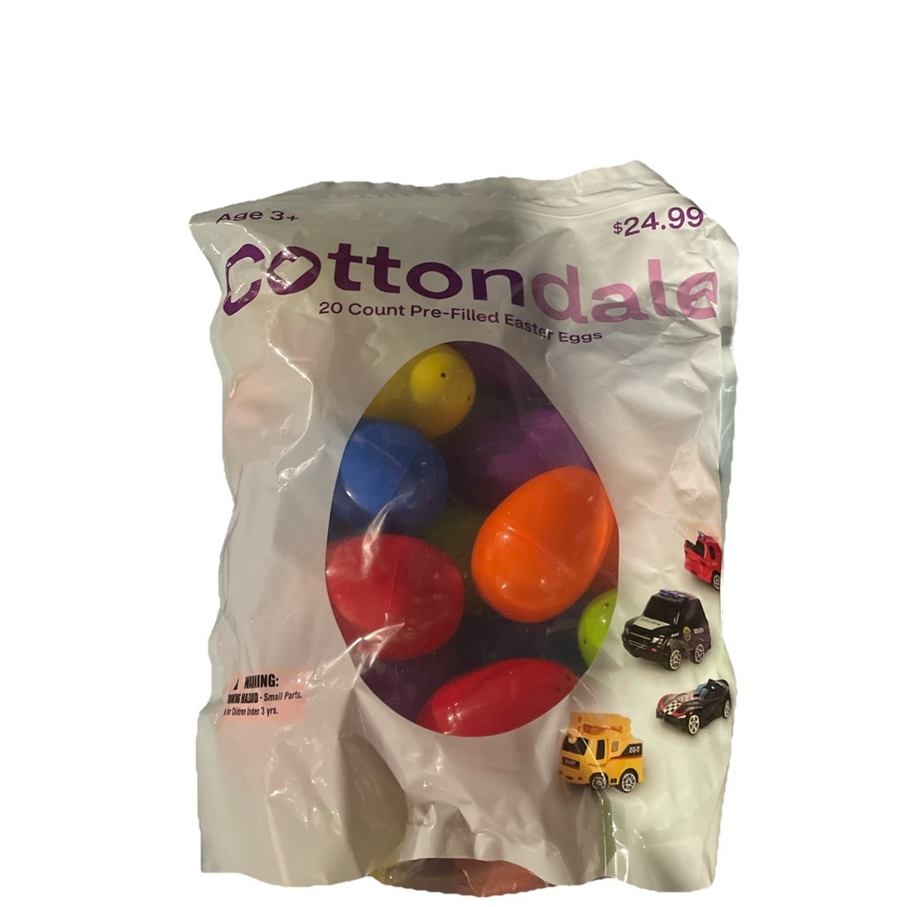 Cottondale 20ct Pre-Filled Large Easter Eggs With Toy Cars Age 3+